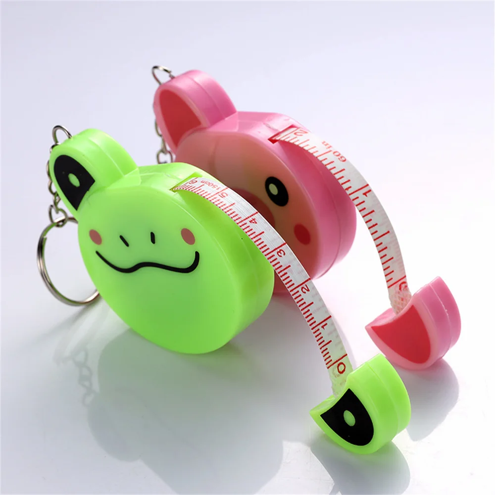 Cartoon Measure 0-150cm 0-60 Inch Mini Portable Cute Animal Shape Key Ring Automatic Measure Panda Frog Piggy Tiger