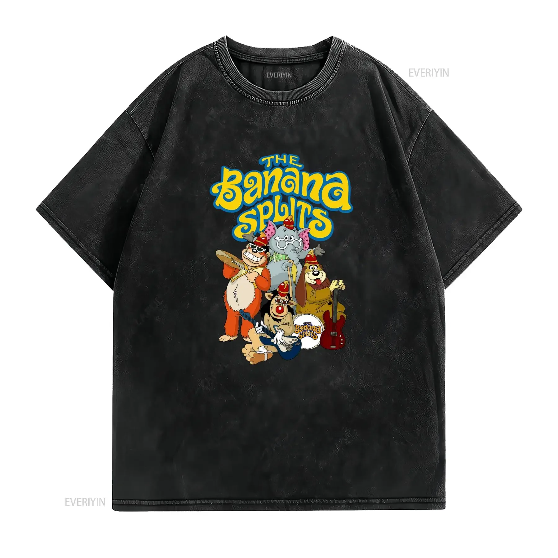 Maglietta Banana Splits Cartoon Stampa Divertente Girocollo Casual Tessuto Leggermente Elasticizzato Vestibilità vintage