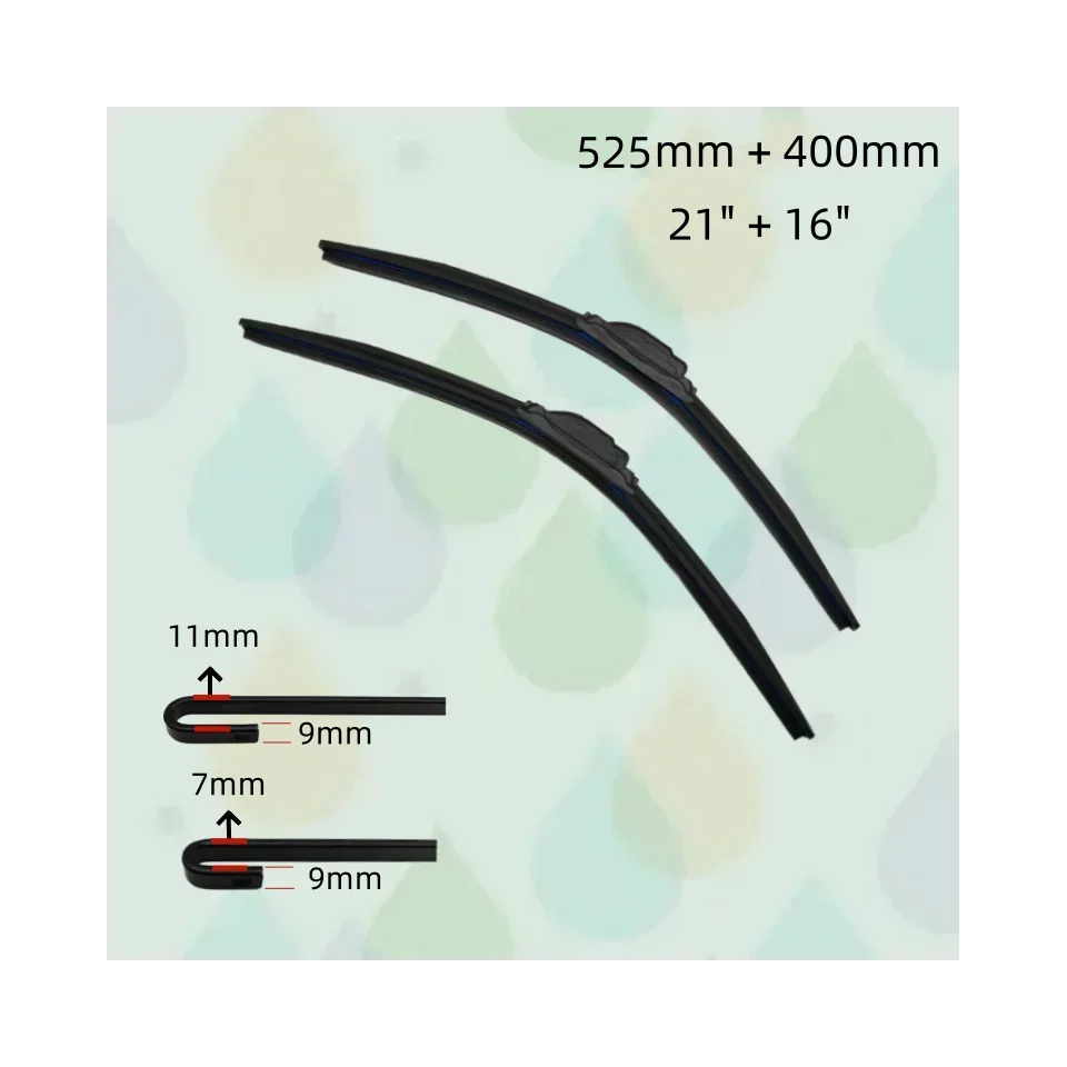 

Wiper blades for Chery QQ 2005-2018,Chevrolet Spark 2003-2005 21"+16"(525mm + 400mm) All-Season Auto Windshield