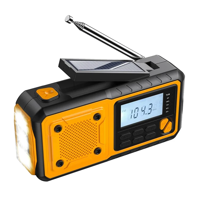 

Emergency Solar Hand Crank Radio with 4000MAh Rechargeable Phone Charger,LED Flashlight,SOS Alarm for Outdoor Camping