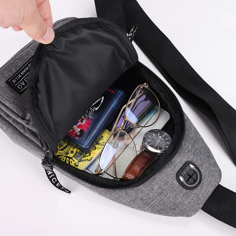 2023 New Multifunctional Chest Bag Men\'s Trend Oxford Cloth Shoulder Bag Korean Style Casual Waterproof Messenger Cross Bag