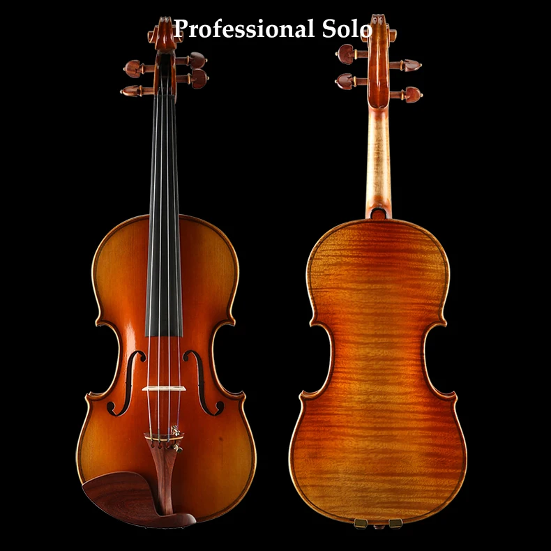 Professional Solo，strong sound！ Violin All European spruce Stradivarius Violin 4/4  Italian retro Oil Varnish violino with case