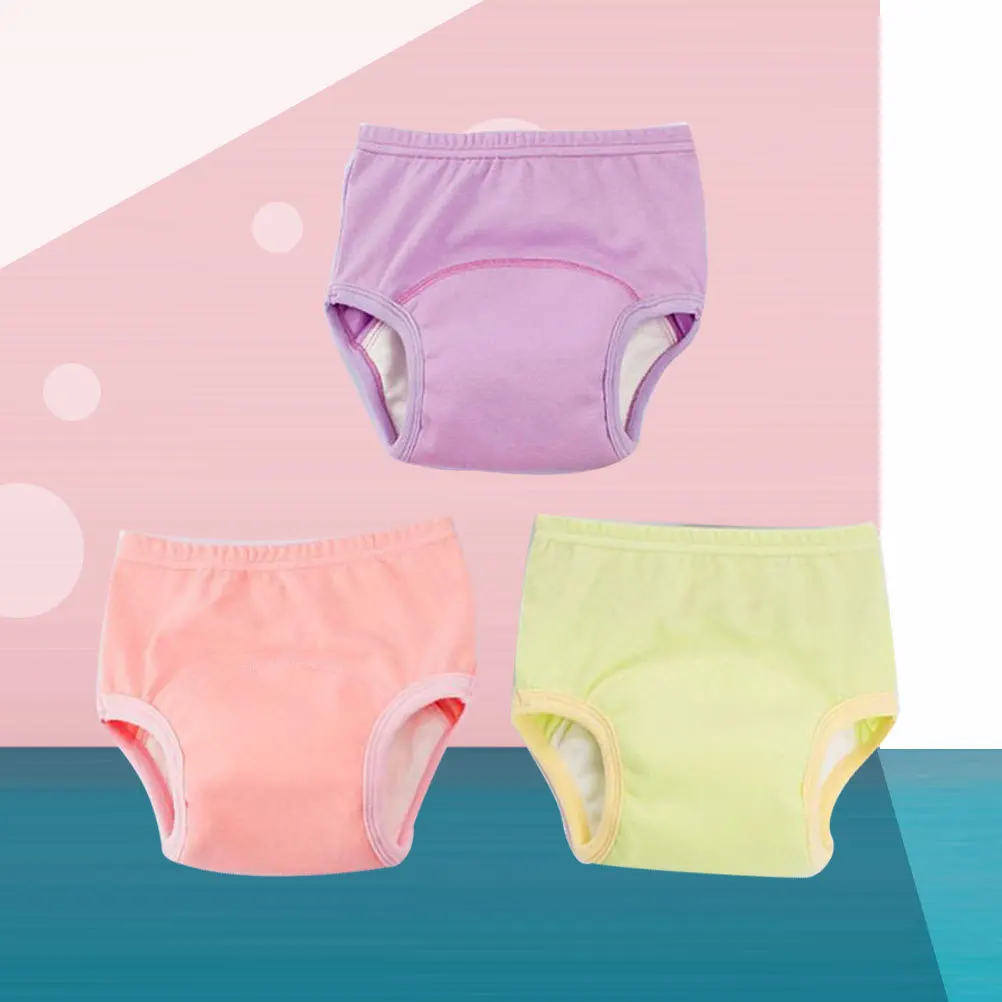 3 قطعة سروال تدريب الطفل 100 سنتيمتر تمتد دنة الساقين عالية مطاطا حزام القطن حفاضات السراويل تنفس قابل للغسل للنشاط #4
