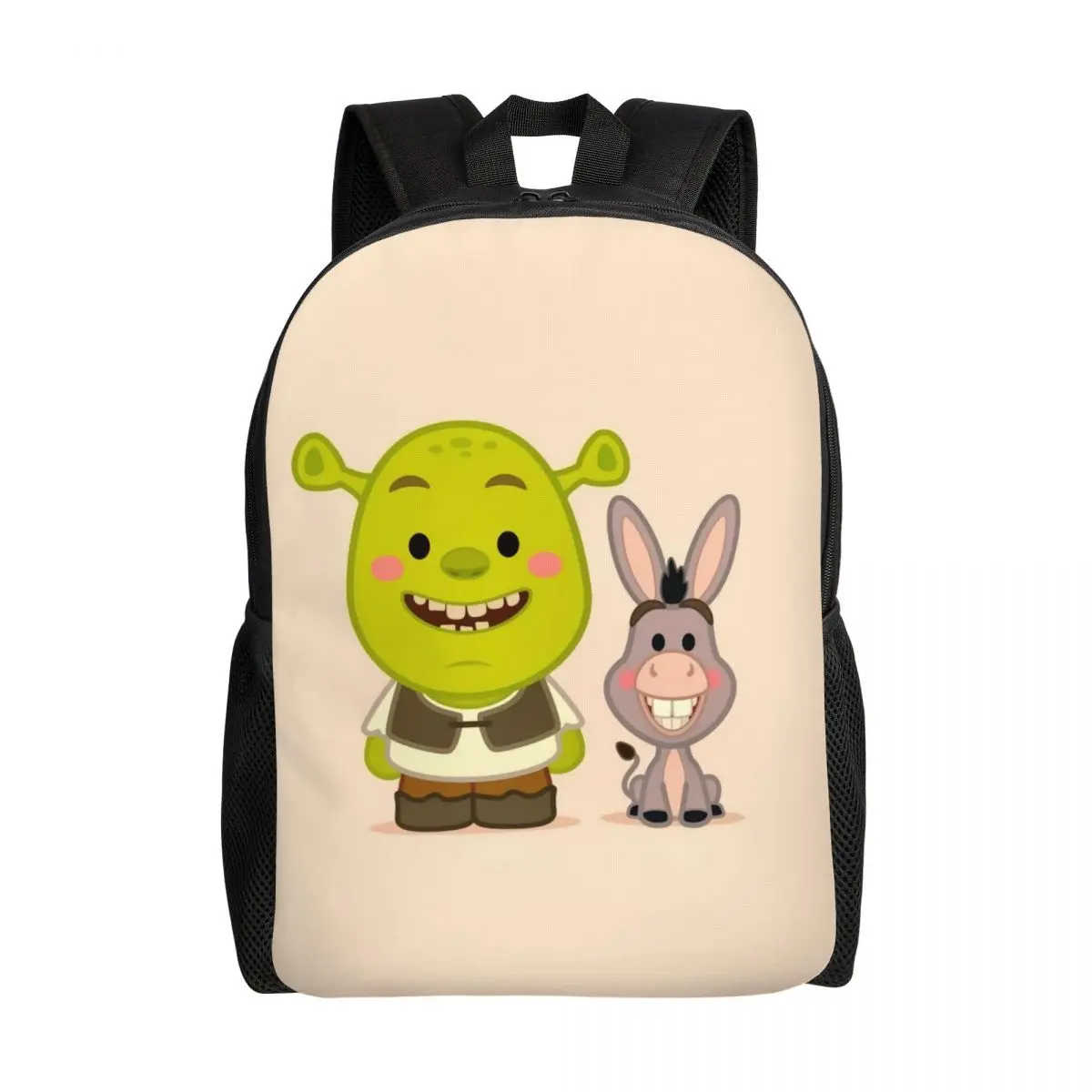 Custom Cute Shreks And Donkey Backpack for Men Women School College Students Bookbag Fits 15 Inch Laptop Bags