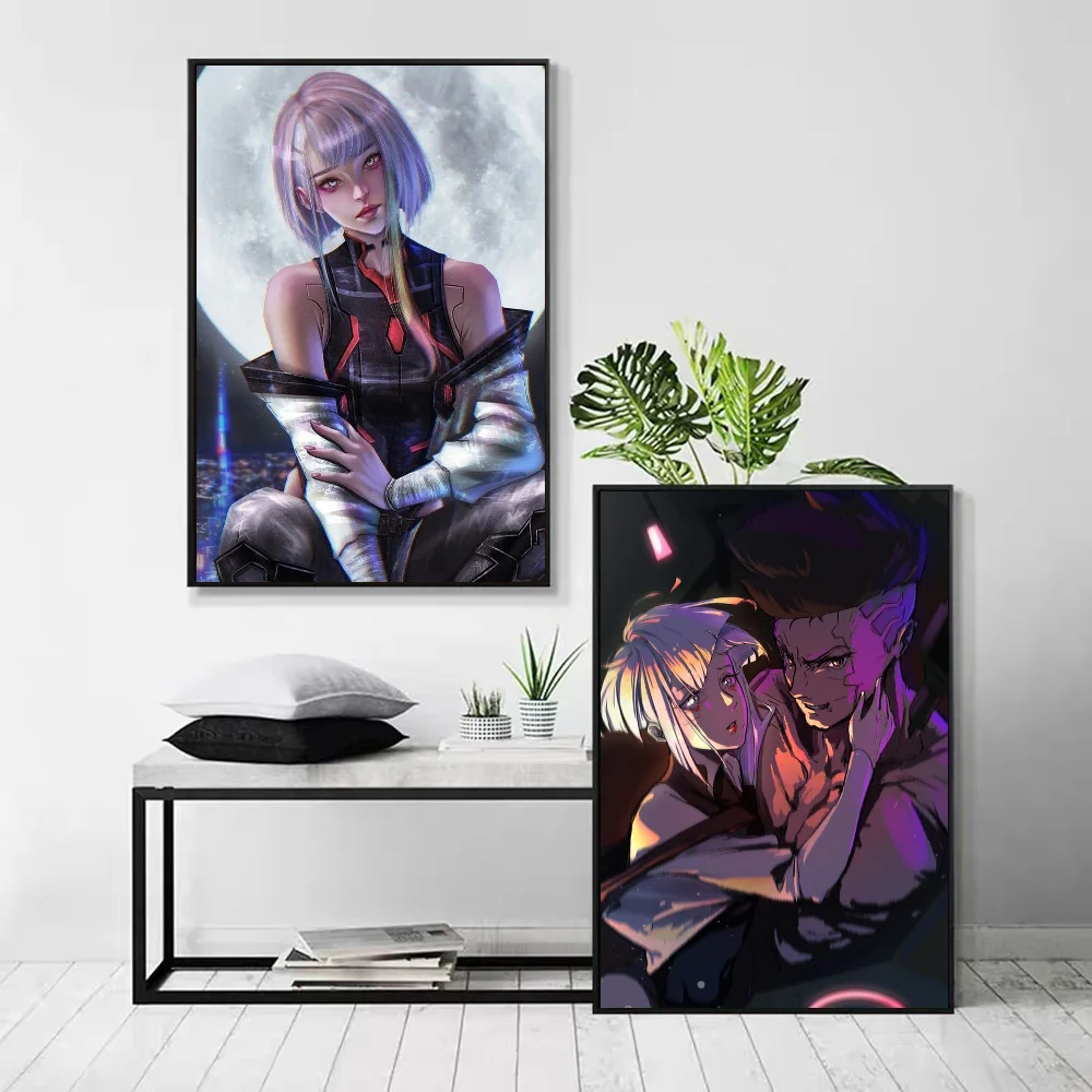 1pc Anime Cyberpunk Edgerunners Poster Self-adhesive Art Waterproof Paper Sticker Coffee House Bar Room Wall Decor