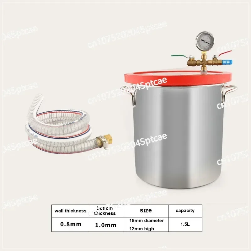 Stainless Steel Vacuum Pump Defoaming Bucket, AB Glue Epoxy Resin, Silicone Gypsum, Degassing Chamber, Bar, 1.5L, 18L