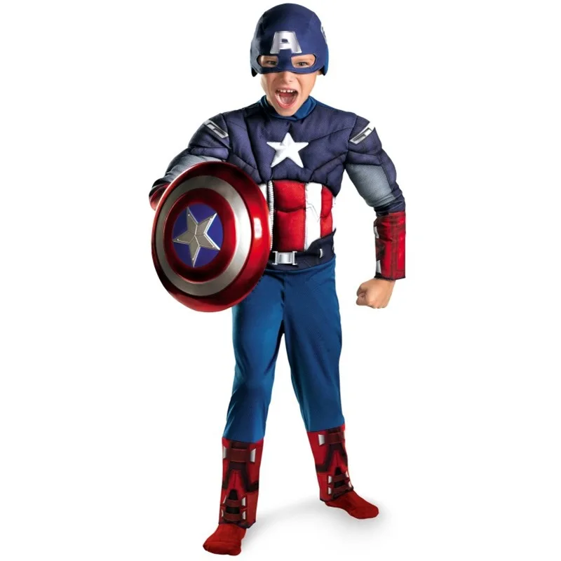 Marvel Cinematic Universe Super Hero Captain America Muscle Boy Dress Up Movie Character Role Playing Performance Costume