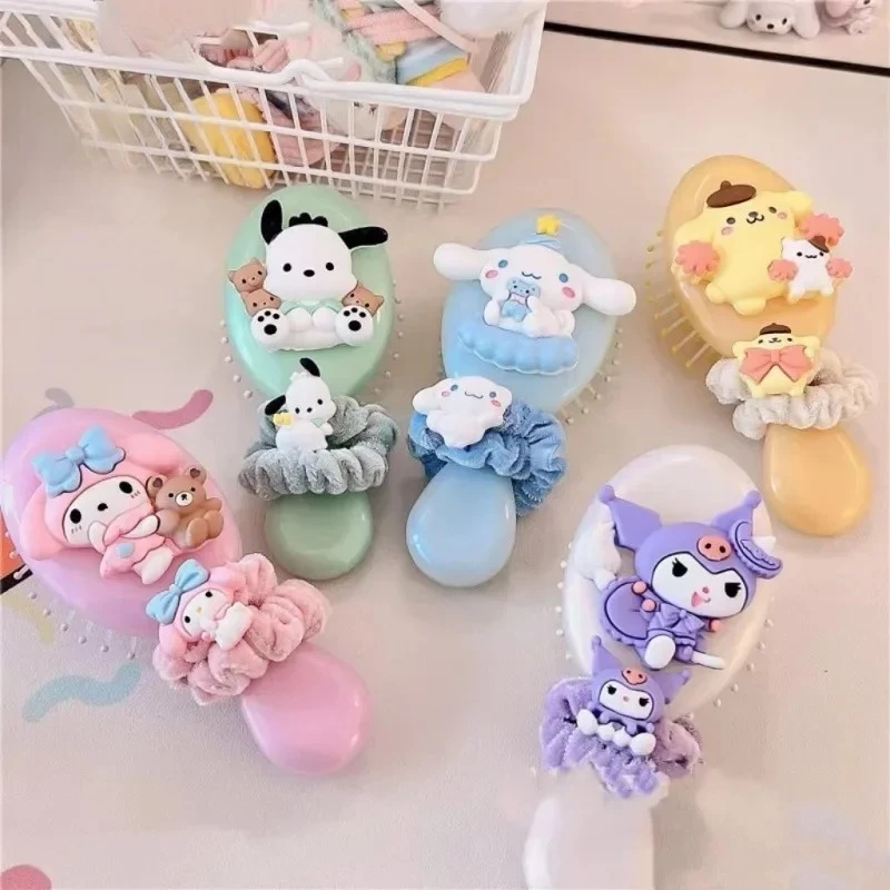 

Small Air Cushion Comb with Plush Hair Rope Elastic Bands Cartoon Pochacco Massager Brush Cute Girl Headwear Accessories