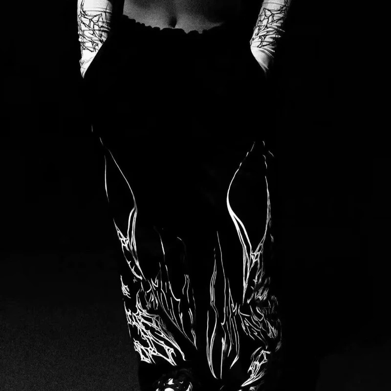 

Gothic Style Loose Fit Sports and Fitness Men's Pants with Elastic Drawstring and Dark Printed Pattern Casual Pants