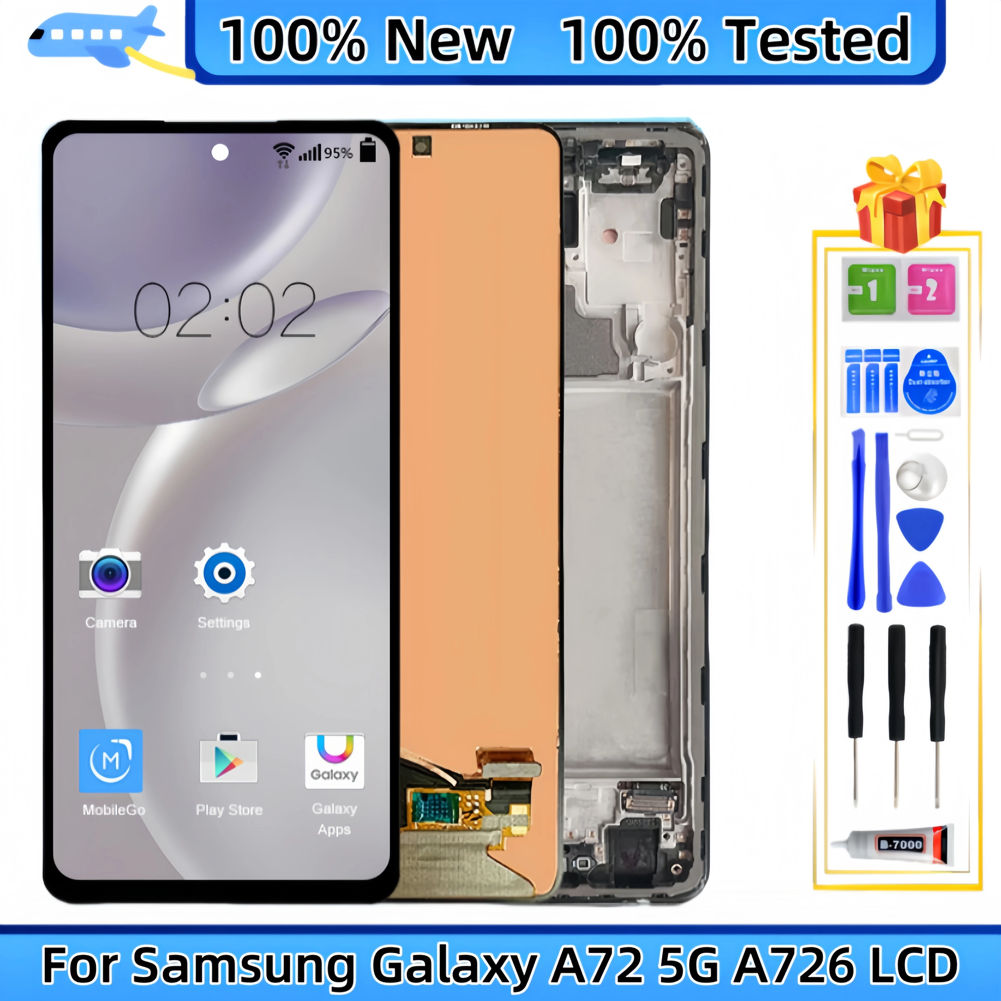 

LCD Display Touch Screen Digitizer Assembly Replacement, Samsung Galaxy A72 5G, A726, SM-A726B, SM-A726B/DS