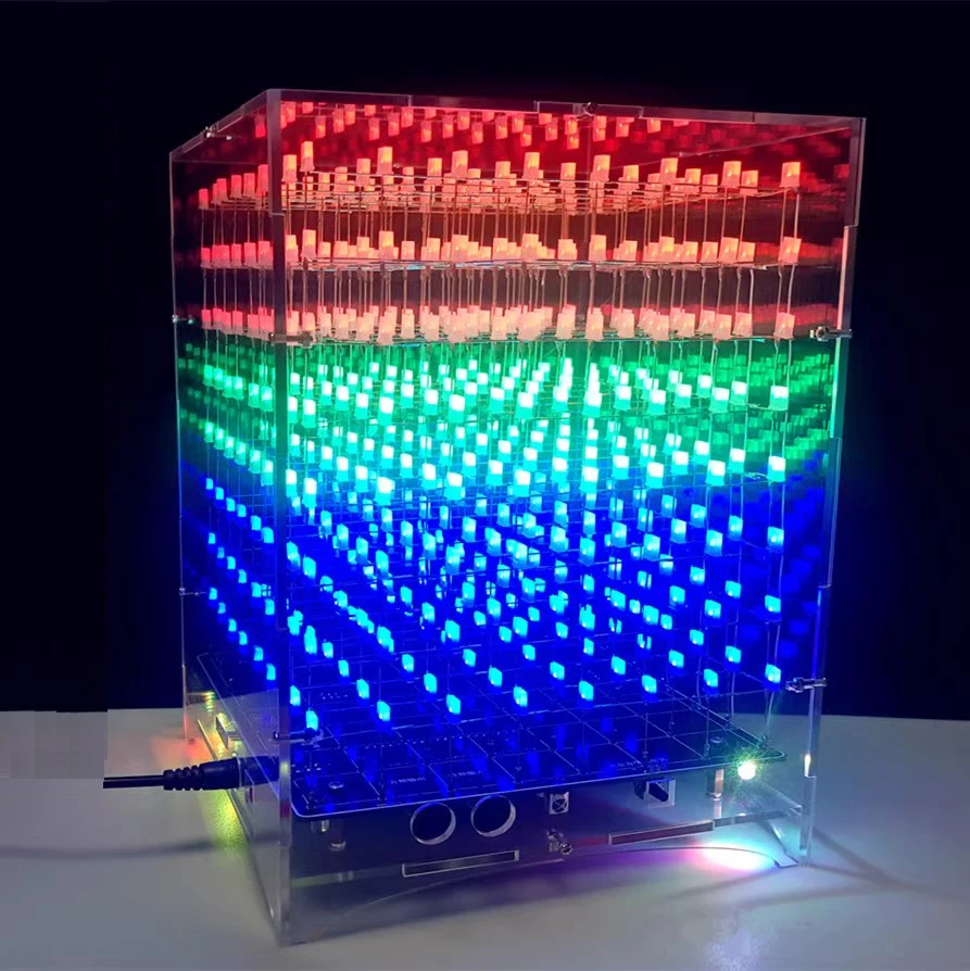 Cololful Light Cubes DIY WIFI APP 8x8x8 3D LED Cube square Kit rosso blu verde LED MP3 Music Spectrum text Electronic Kit