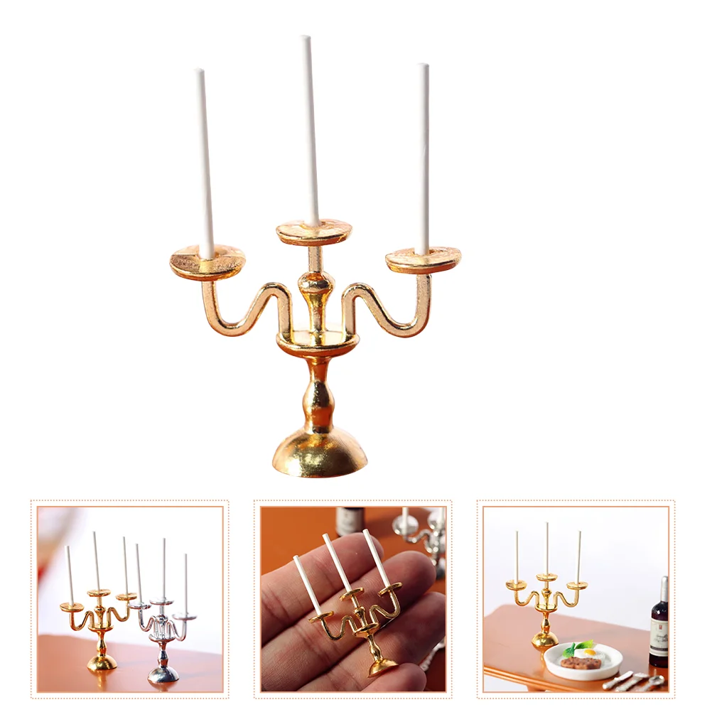 

Miniature Vintage Candlesticks Room Decoration Lifelike Kids Toy Monotonous House Alloy