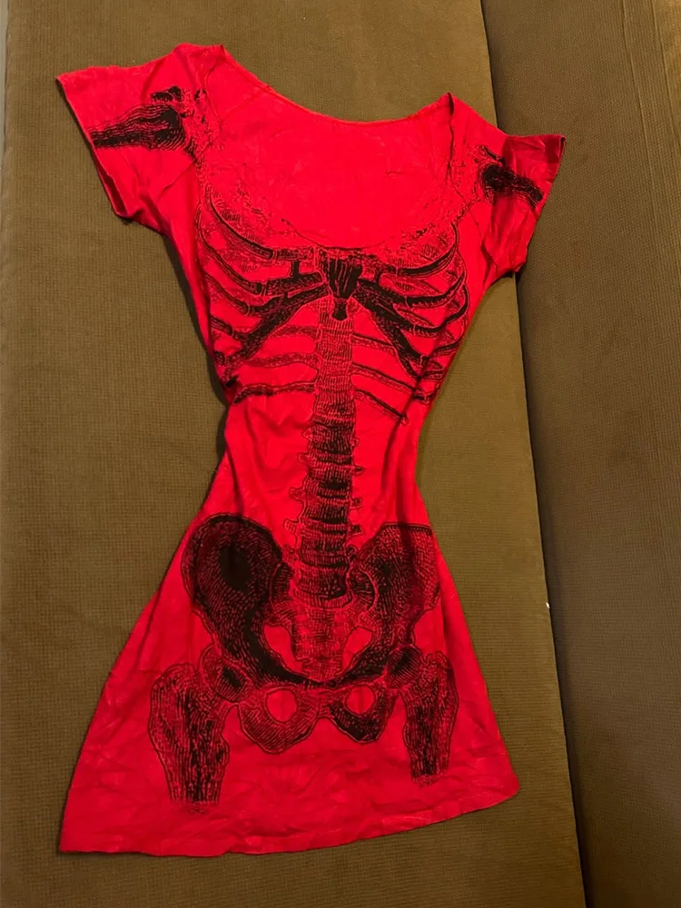 

Оригинальная футболка с цветочным принтом Y2K в американском стиле ретро, утягивающая красная женская летняя повседневная футболка ort Sve Cotton Blen...