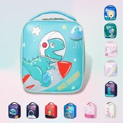 Bolsa de almuerzo portátil para estudiantes, bolsa de tela Oxford con aislamiento de dibujos animados de astronauta, dinosaurio, unicornio, León