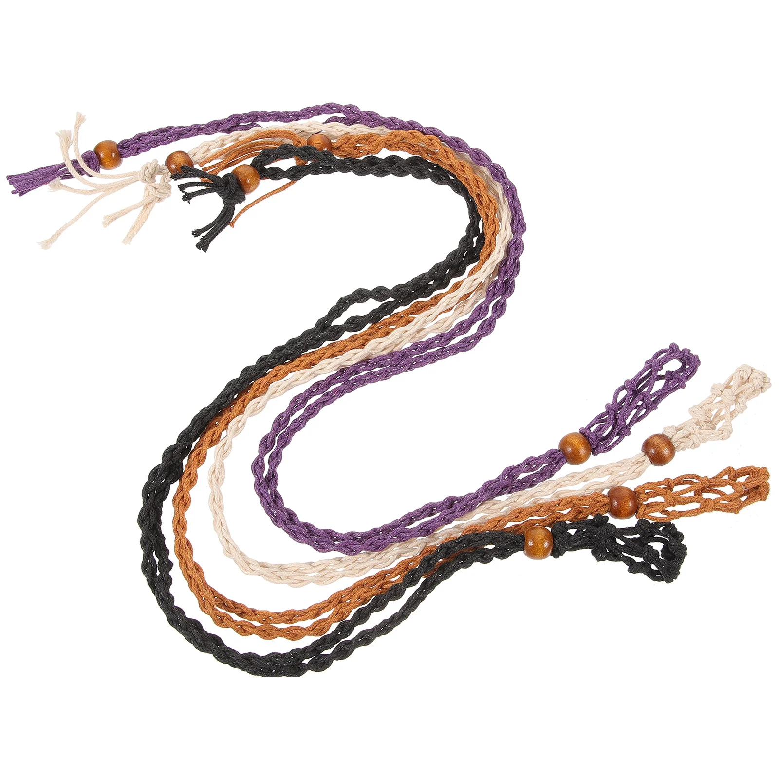 เชือกถักไม้ปรับได้ 4 เส้น สำหรับทำจี้ห้อยคอ วัสดุไม้เคลือบแว็กซ์ สำหรับงาน DIY สไตล์วินเทจ อุปกรณ์ตกแต่งคอ สายสำรอง