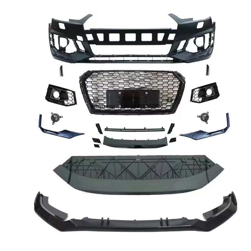 

High Quality RS4 Style Front Bumper A4 B9 S4 Upgrade RS4 Body Kit with Grille Front Lip for A4 B9 S4 2017 2018 2019