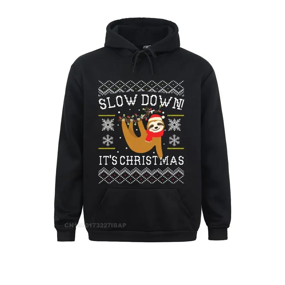 

Slow Down Its Christmas Ugly Xmas Sloth Lover Sweatshirt Popular Preppy Style Sweatshirts Men Hoodies Labor Day Hoods