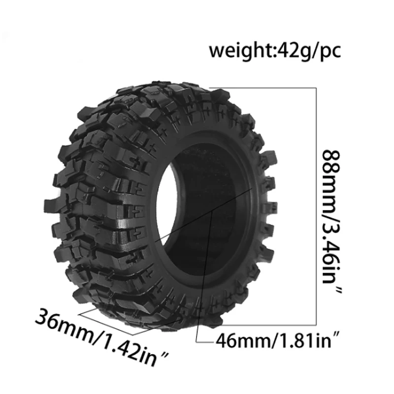 1.9インチホイール+88mmタイヤ】クライミングカー用アップグレードタイヤセット、強力なクライミンググリップ、1/12スケールLC80/MJX H12Y向けに設計