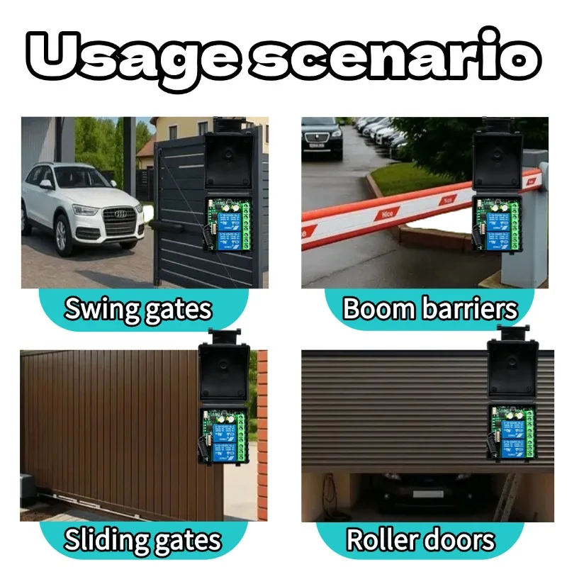 433MHz RF Remote Control DC 12V 24V 2CH Relay Receiver for Universal Garage Door Light LED Fanner Motor Signal Transmission