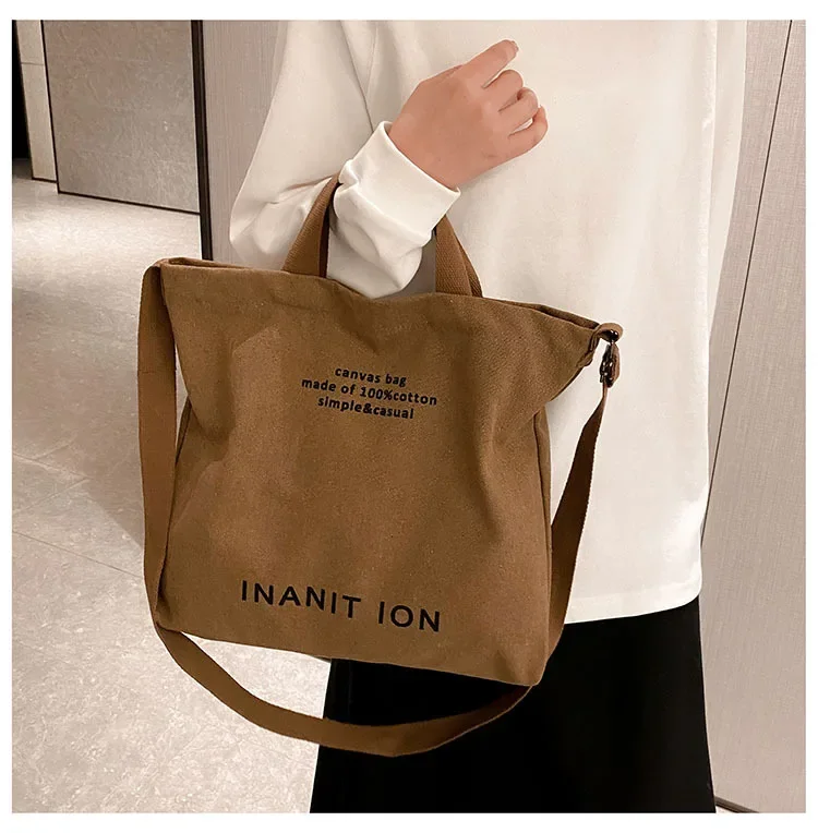 Japanische Minimalistische Canvas-Umhängetasche, Robuste Waschbare Handtasche mit Großer Kapazität, Schultertasche für Studenten & Tägliches Tragen – Detail 33