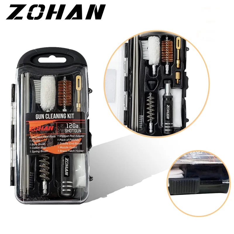 

Набор для чистки пистолета ZOHAN для 12-метровой дробовика, портативная щетка для чистки охотничьего ружья, универсальные принадлежности для чистки ружья
