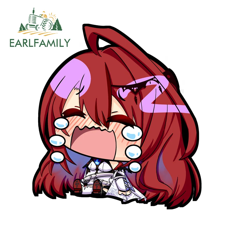 EARLFAMILY 13cm x 11.8cm Elizabeth Rose Crying Car Stickers Anime Chibi Sad Interesting Kawaii Decal Like Cartoon Decor