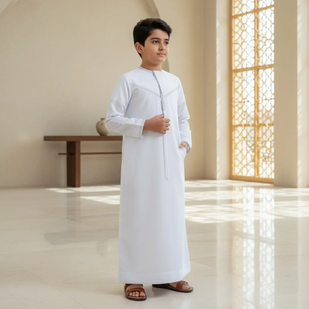 Children Traditional Clothing Arab Robe Thobe White Boys Ethnic Style Dress Muslim Kids Jubba Thobes Ramadan Eid Islam Clothing