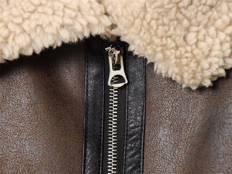 Veste femme manteau court avec simili cuir et doublure polaire automne et hiver chaud moto Vintage Style décontracté