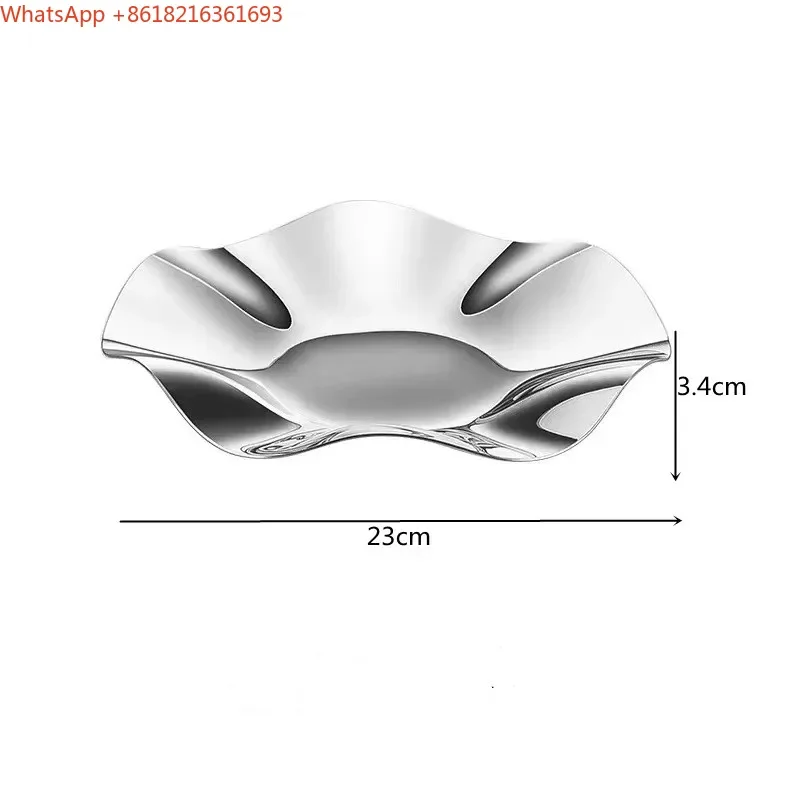 Limited Offer Luxury Silver Stainless Steel Wavy Art Tray, Stainless Steel Decorative Tableware Fruit Tray