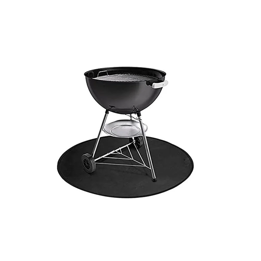 

Black 36 Inch Silicone Coated Fire Pit Mat for Deck Barbecue Portable Grill Cushion Grass Mat Outdoor Activities BBQ Tools