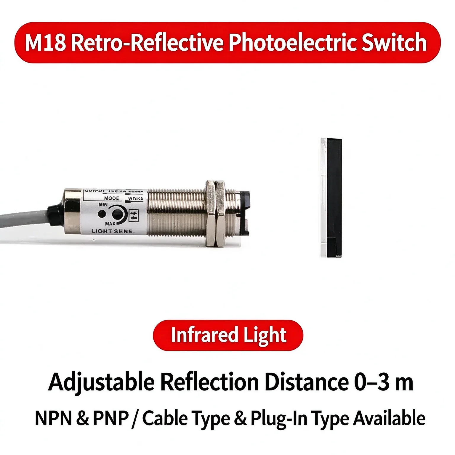 NPN PNP Automation Compatible 10-30VDC CDD-11/40/80 Infrared Photoelectric Sensor Optical Proximity Switch Diffuse Reflection