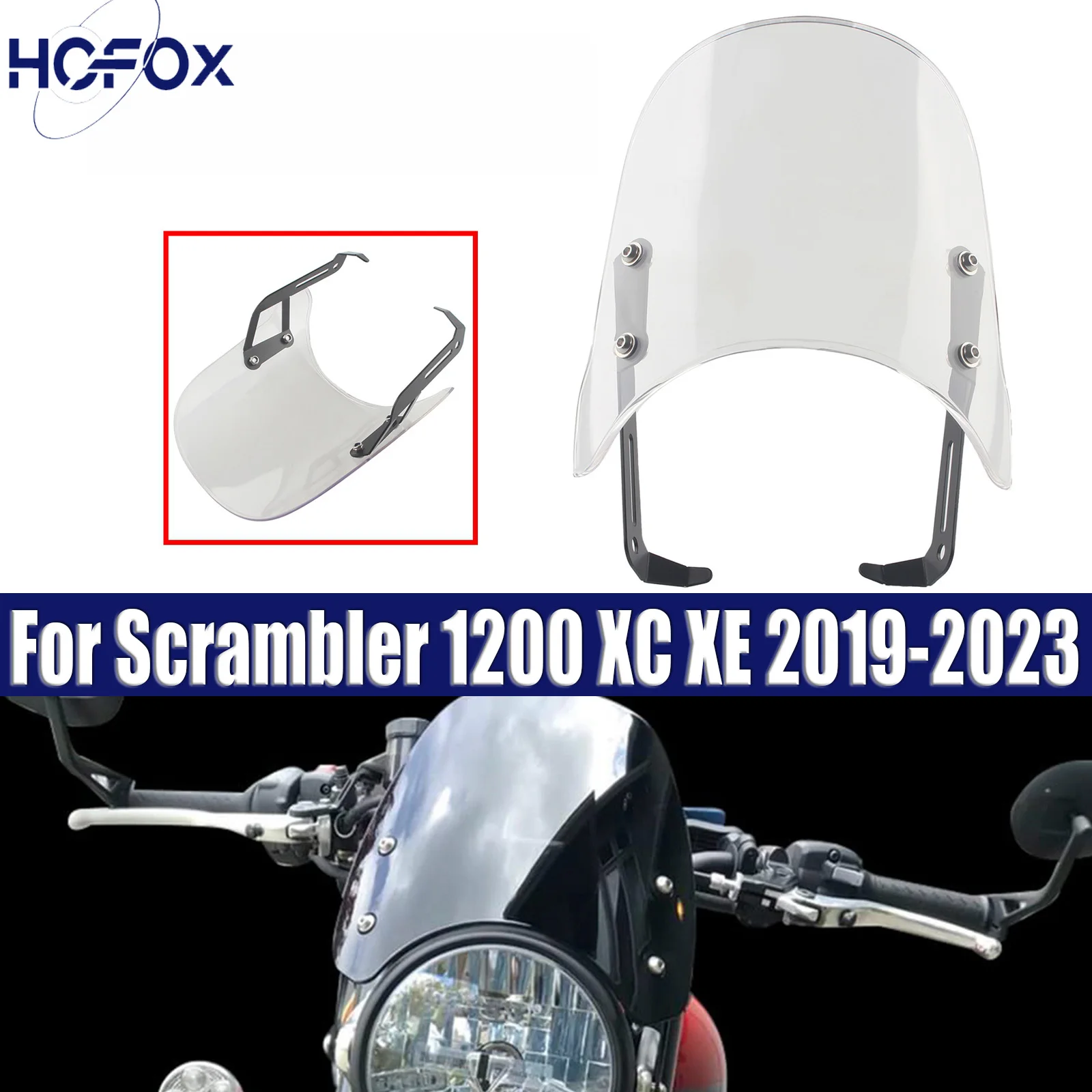 

For Scrambler 1200 XC Scrambler 1200 XE 2019-2023 Motorcycle Compact Sport Wind Deflector Windshield