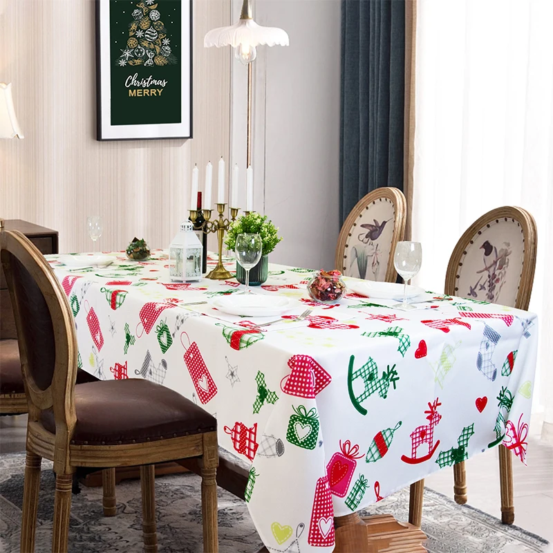 Muwago Christmas Theme Rectangular Tablecloths Water-Proof Anti-Oil Anti-Shrink Dining Room and Party Decoration Table Cover