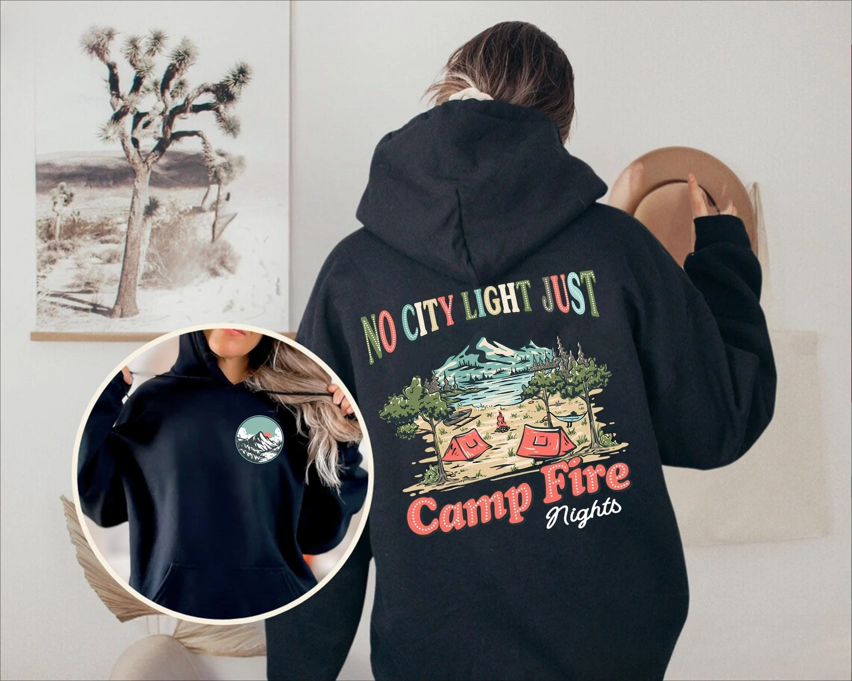 

Camping Campfire Hoodie Sweatshirt Women Long Sleeve Sweatshirt Pullover Outdoor Sports Tops Fashion Autumn Winter Clothing