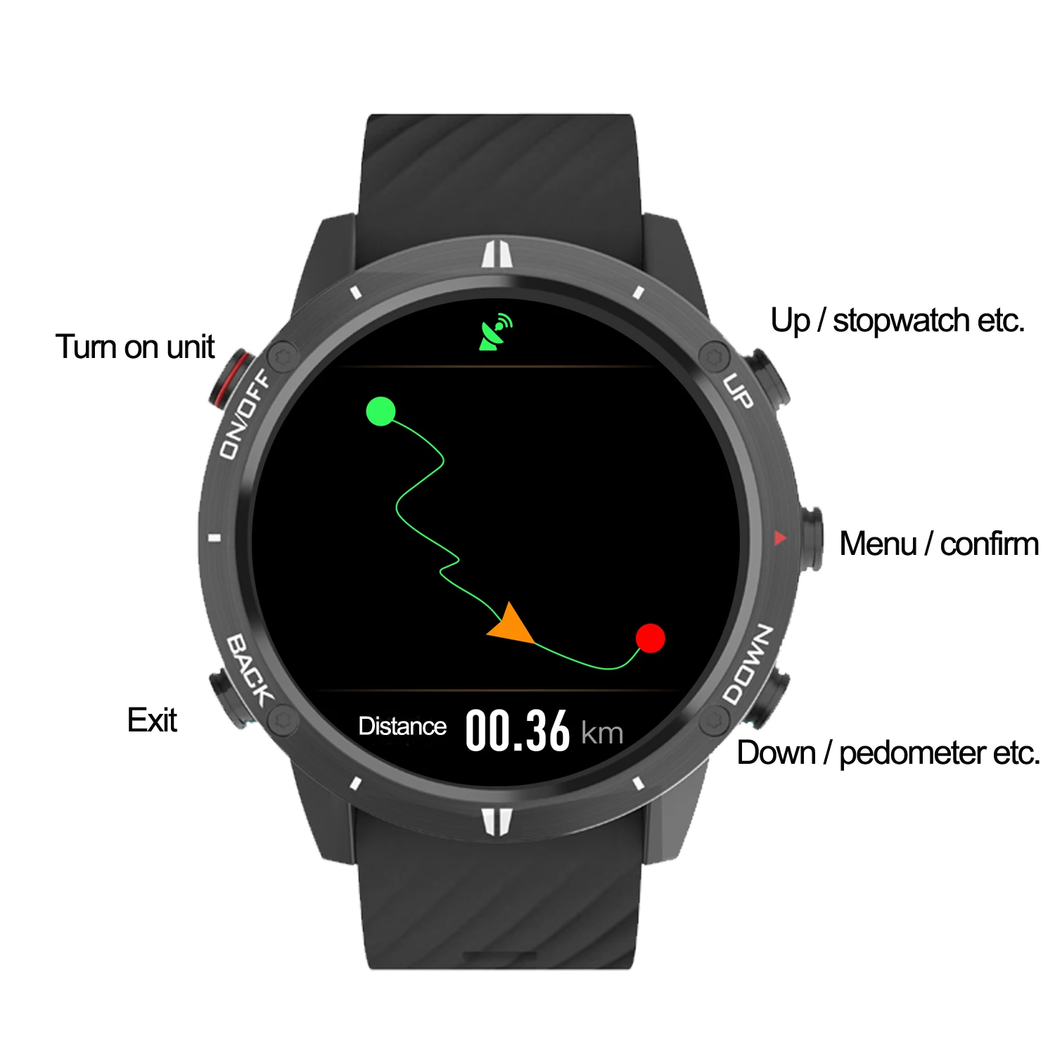 SUNROAD G5B GPS+GLONASS+BEIDOU+Triathlon Sport Watch 1.28 