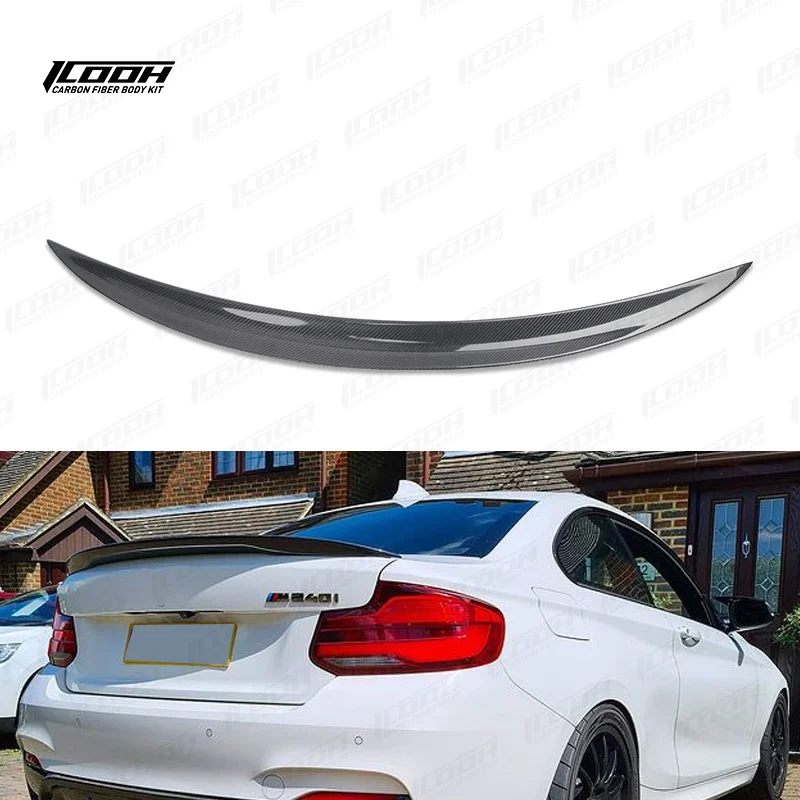 

ICOOH Racing P Style Carbon Fiber Fibre Body Kit Rear TRUNK Spoiler Wing For BMW M2 F87,100% TESTED WELL