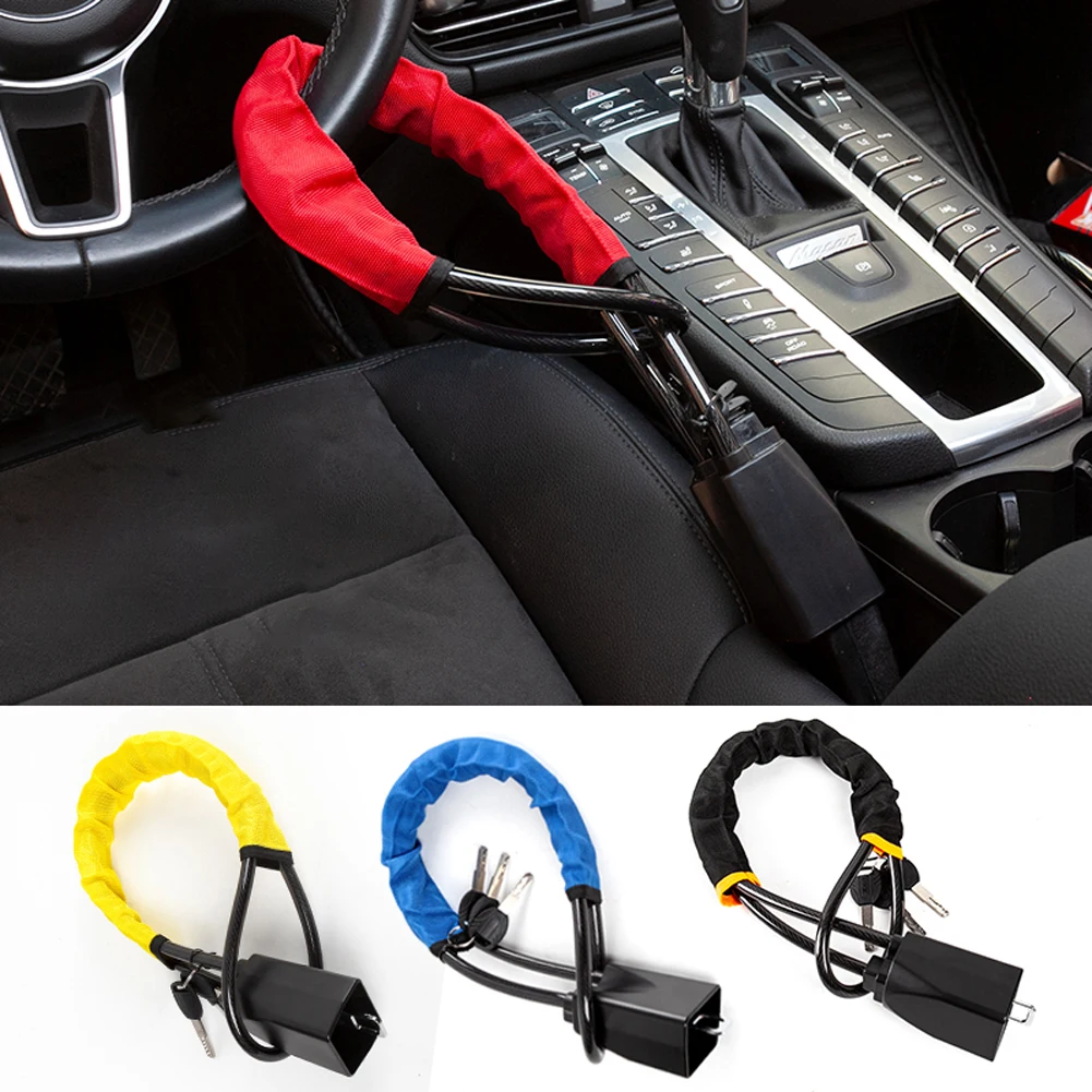 Car Steering Wheel Lock With Seat Belt Buckles Sturdy Lock Theft Prevention Anti Device Lock For Truck SUV Van RV Universal