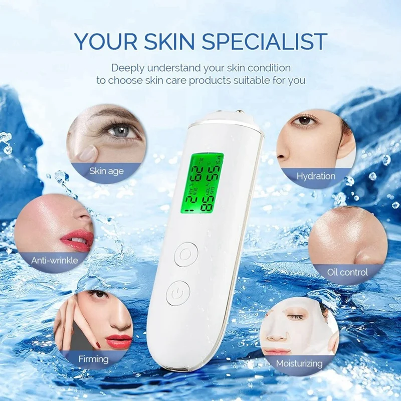 Skin Tester Face Skin Moistureand Oil Content Skin Analyzer Skin Water Cheek Elastic Skin Age Test Meter Agent Detector