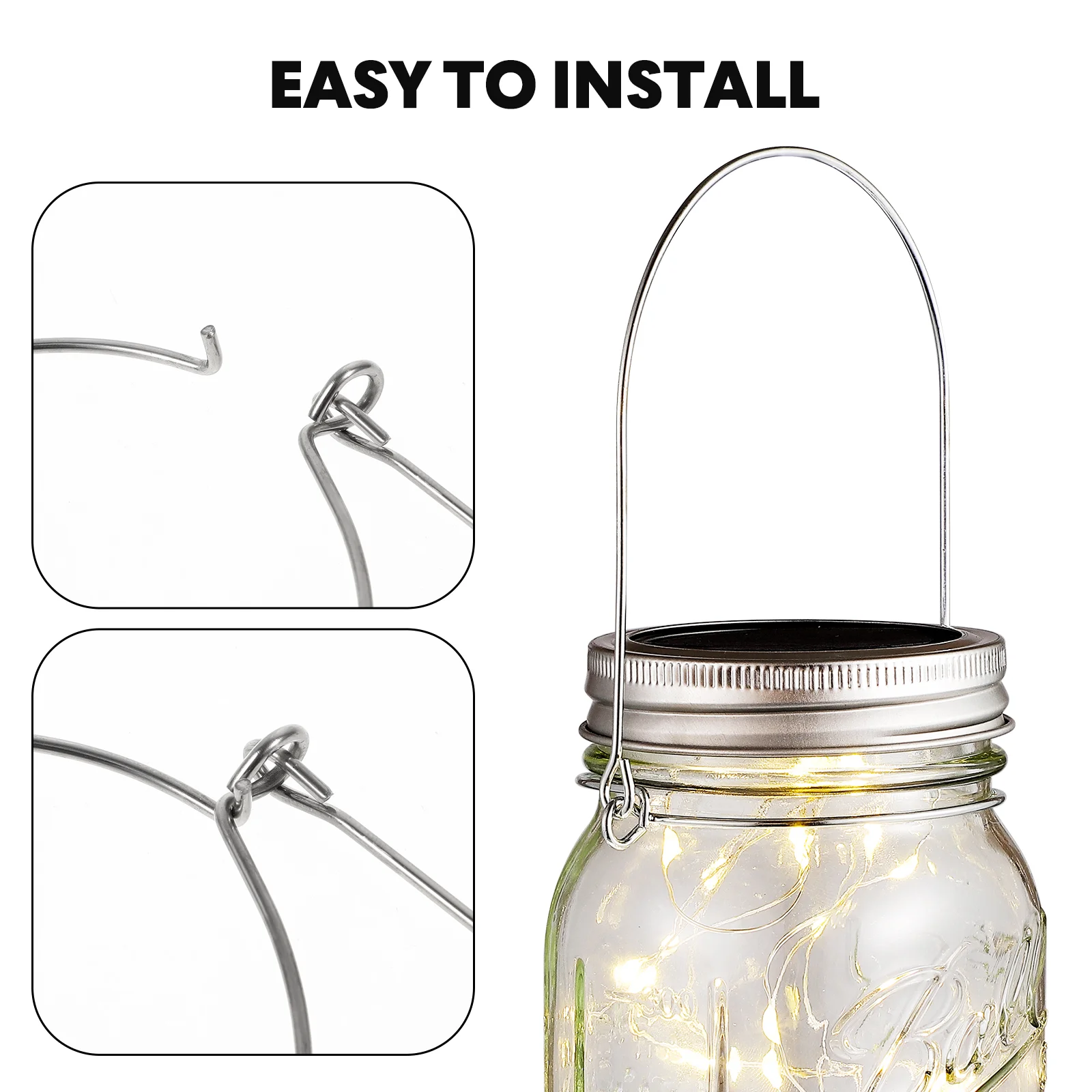 8 Pcs Coat Hanger Canning Jars Wire Hangers Glass Bottle for Silver Mason Handles