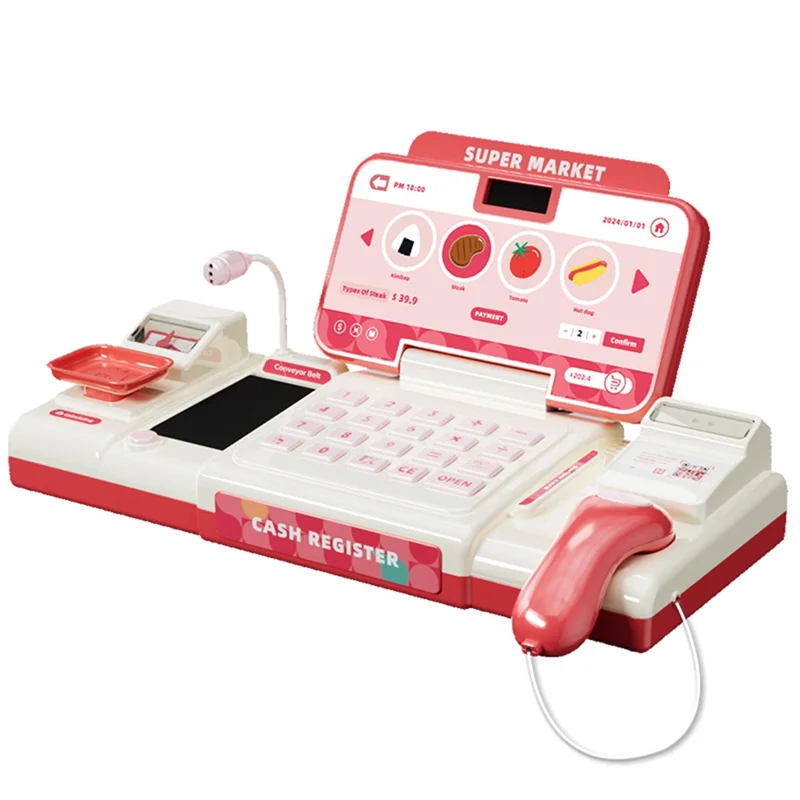 

WOWFU-супермаркетный кассовый аппарат для покупок, интеллектуальное распознавание, ролевые игры с микрофоном сканера для детей