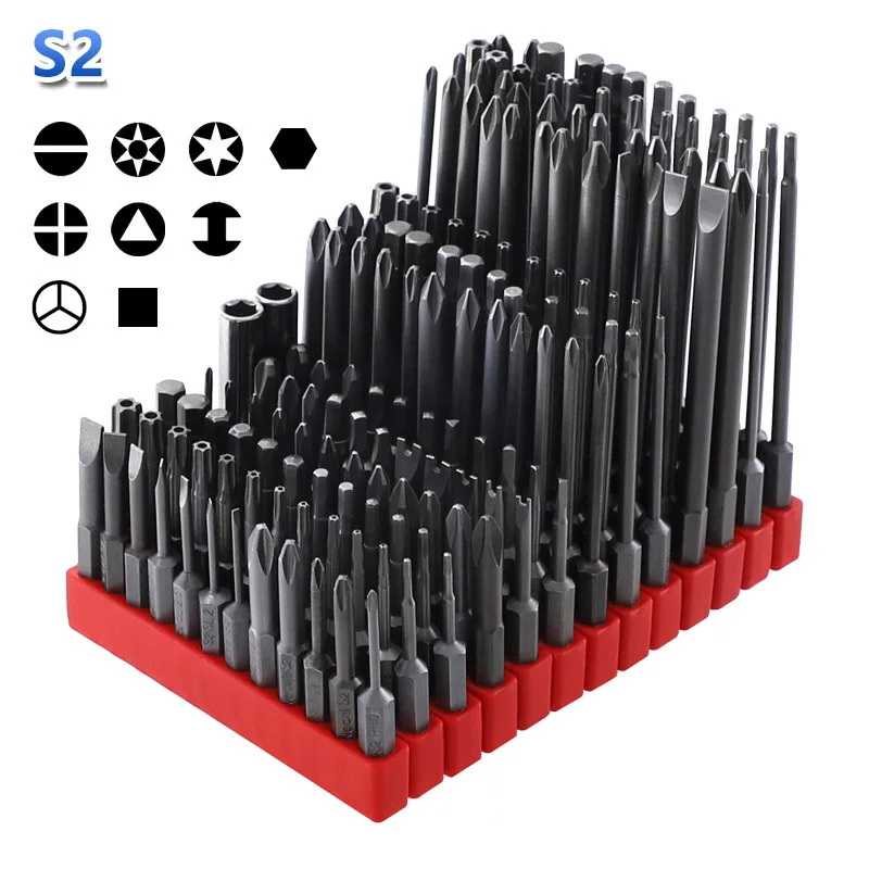 

B50 12PCS 50-100mm Screwdriver Bit S2 Steel 1/4'' Hex Shank Magnetic Electric Screw Driver Bits Hand Tools