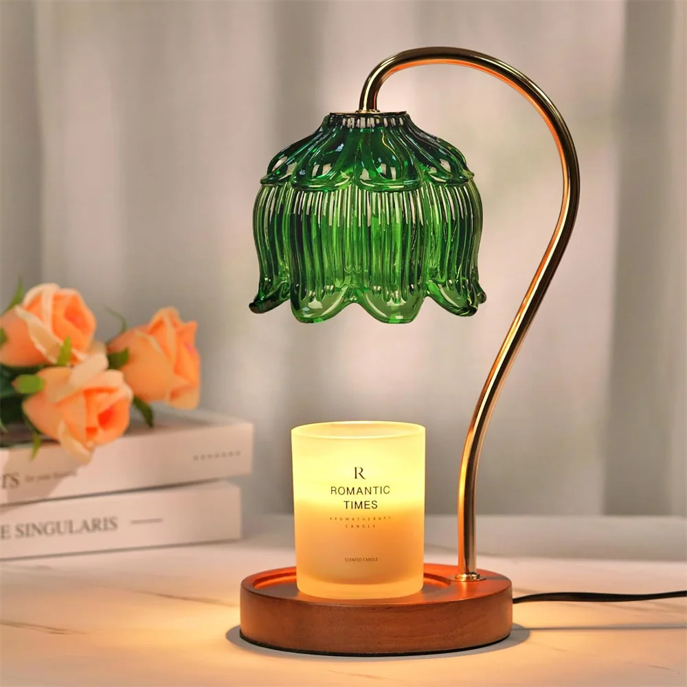 Candle Warmer Lamp Petal Shape Retro Lamp Candle Tray Home Decoration Aromatherapy Light Night Light Desk Decor Lighting