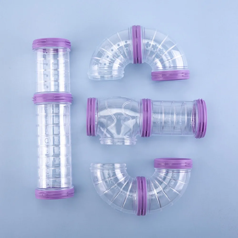 DIY Hamster Tunnel Tubes Set Transparent 5.5cm Diam Hamster Coop External Pipelines U Pipe Ventilated Hamster Toy Maze