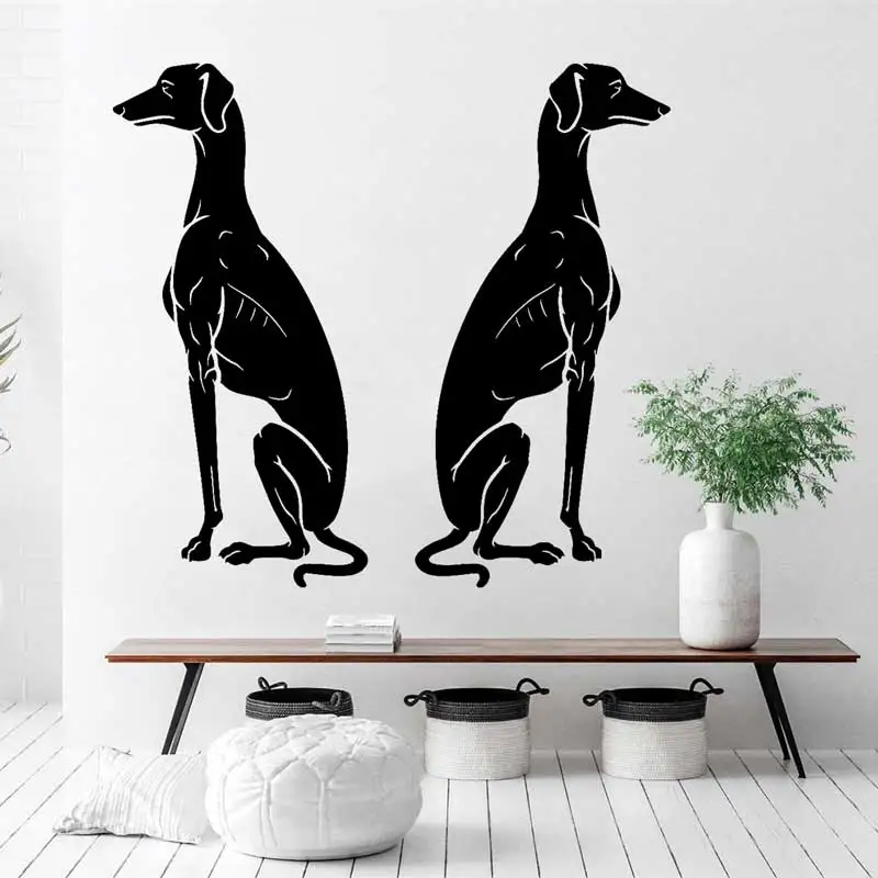 Greyhound Dogs Wall Sticker Dog Friends Hunting Farm Pet Shop Dress Up Dog House Room Car Glass Art Deco Vinyl Wall Decal C12