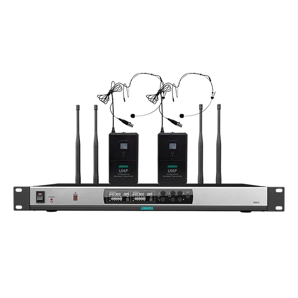 Cuffie lavalier portatili a 2 canali a collo di cigno Sistema microfonico per conferenze wireless UHF True Diversity