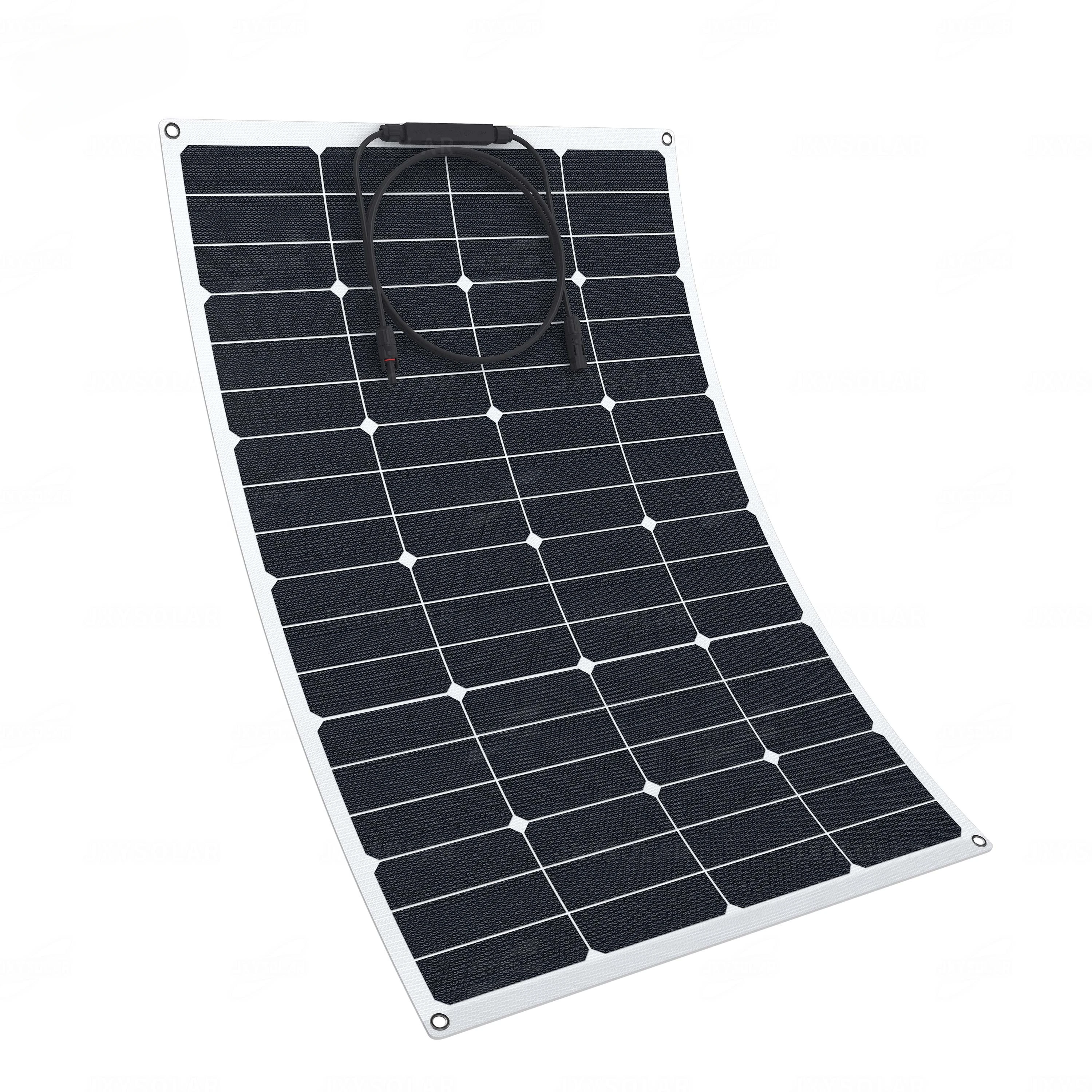 Ultra-thin ultra-light Car yacht rv for 24%high efficiency ETFE 80W Semi Flexible Solar Panel Support custom specifications