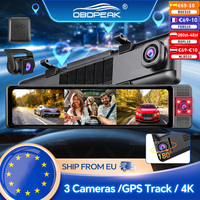 EU Stock H330 Car DVR Rearview Dash Cam 3 Channel GPS 11.26 Screen Night Vision Front Inside Rear 4K+1080P+1080P Video Recorder