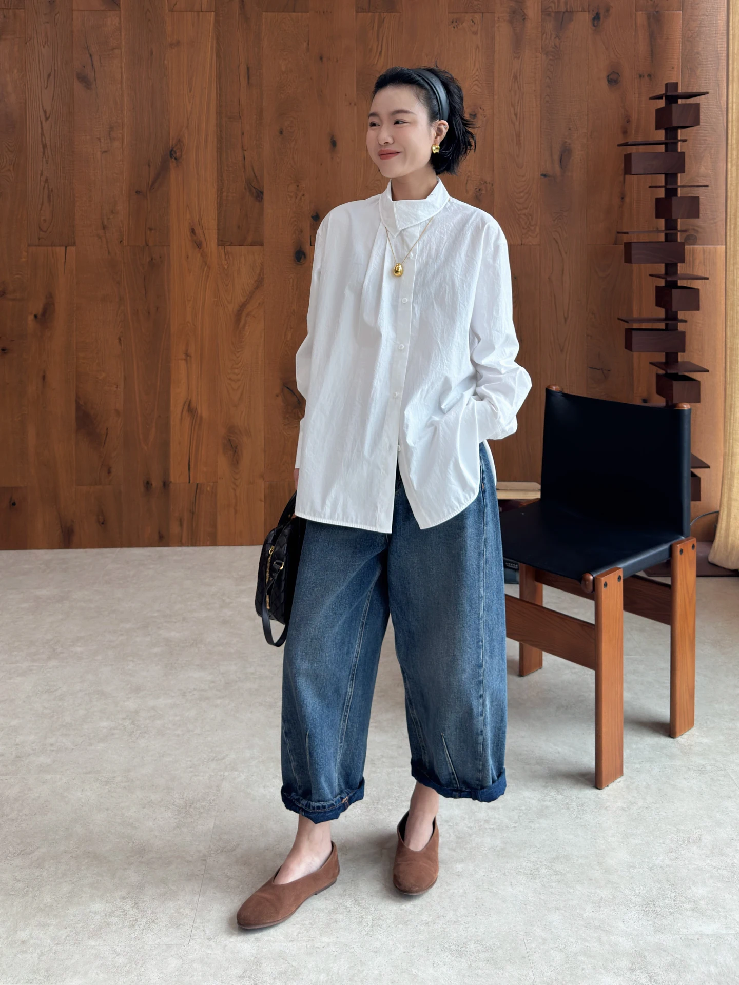 

Loose Long Sleeve Women's Shirt Buzzy White Korean Style Spring Autumn Cotton Breathable Comfortable Lazy Fashion Design