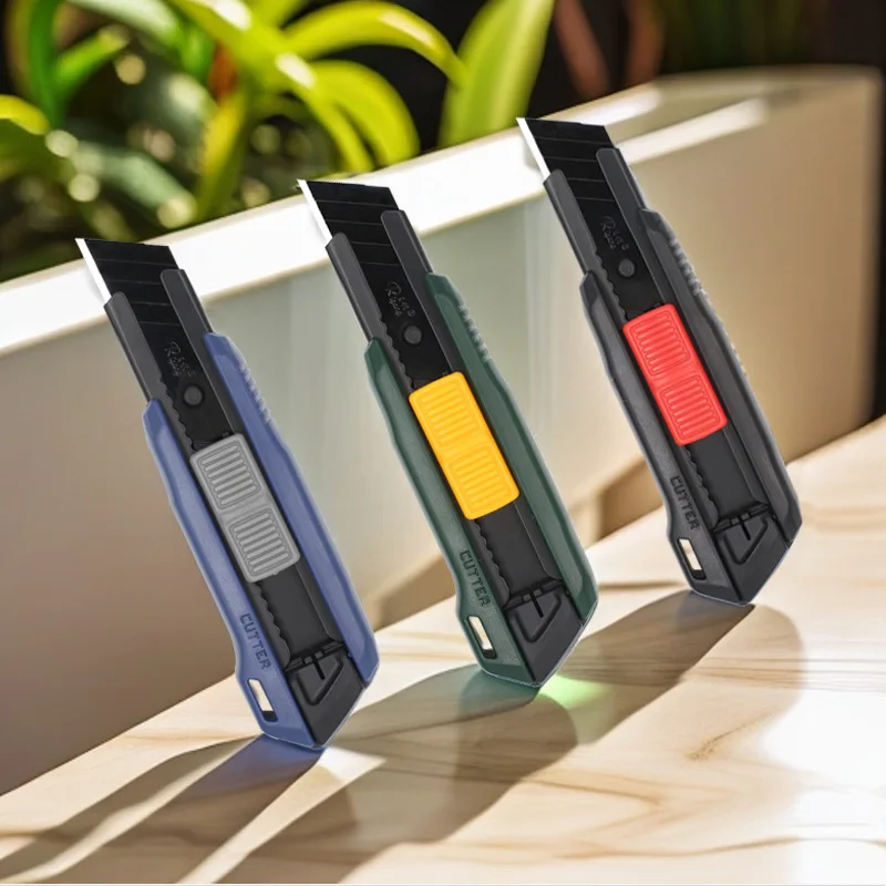 Mini Utility Knife Set 18mm SK5 Black Steel Blade with Breaker Box Cutter Ergonomic Grip Portable Sharp Art Craft Office Tools