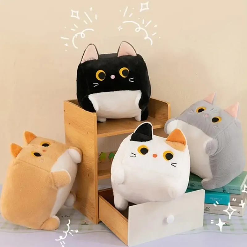 

Square Cat Pillow Plush Toy Kawaii Black Cat Cushion Fluffy Soft Stuffed Animal Doll For Kids Home Decor Gift